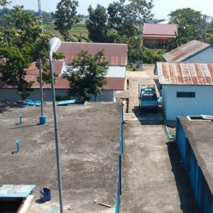 Kondisi pengolahan Instalasi Kota Kecamatan (IKK) Barombong yang sedang dalam perbaikan