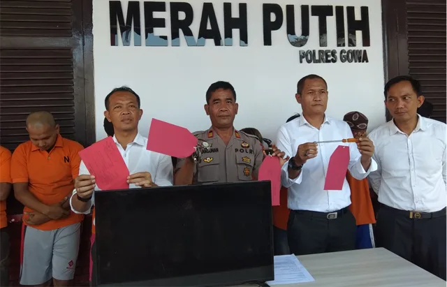 Press Conference 10 pelaku kasus 3C yang berhasil dibekuk Polres Gowa dalam kurun waktu sepekan