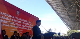 Pelantikan pejabat Pemkot Makassar di Lapangan Karebosi, Jumat (26/7/19). (BERITA.NEWS/Ratih Sardianti Rosi).