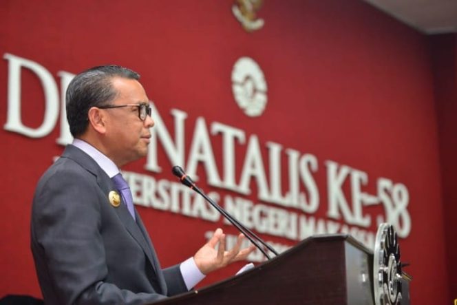 					Gubernur Sulsel Nurdin Abdullah pada acara dies natalis UNM ke 58. (BERITA.NEWS/KH). 