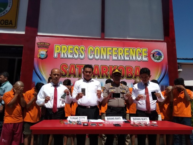 Press Conference uppengungkapan kasus penyalahgunaan Narkotika jenis Sabu sela sepekan. (Berita.news/ACP)
