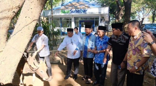 					Penyerahan Hewan Kurban Secara Simbolis Oleh Wagub Sulsel Andi Sudirman Sulaiman. (BERITA.NEWS/KH). 