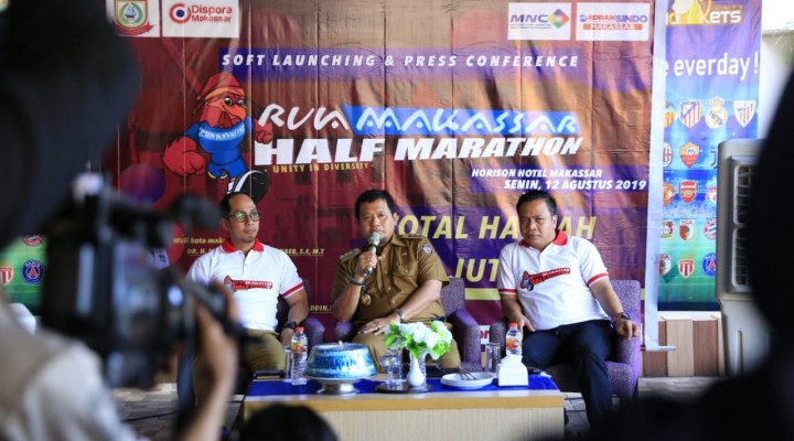 PJ Wali Kota Makassar, Iqbal Suhaeb Hadiri soft launching Run Makassar Half Marathon di Hotel Horison, Senin (12/8/2019).(BERITA.NEWS/Ratih Sardianti Rosi).