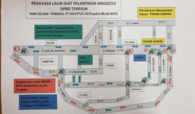 					Gambar rekayasa pengalihan arus satuan laulintas polres Jeneponto. (BERITA.NEWS/Ilham). 