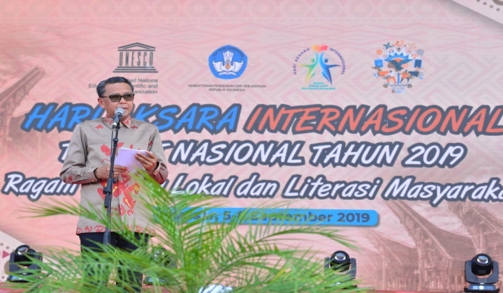 Gubernur Sulsel Nurdin Abdullah peringatan hari aksara internasional. (BERITA.NEWS/KH).