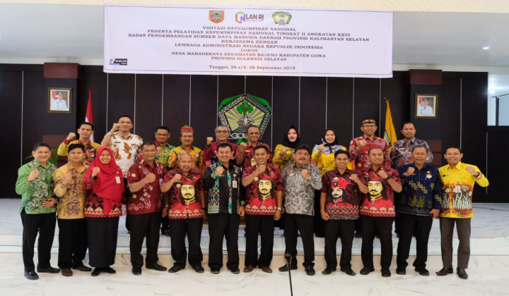 Rombongan peserta Pelatihan Kepemimpinan Nasional Tingkat II Angkatan XXVI Badan Pengembangan Sumber Daya Manusia Provinsi Kalsel mengunjungi Kabupaten Gowa. (BERITA.NEWS/ACP).