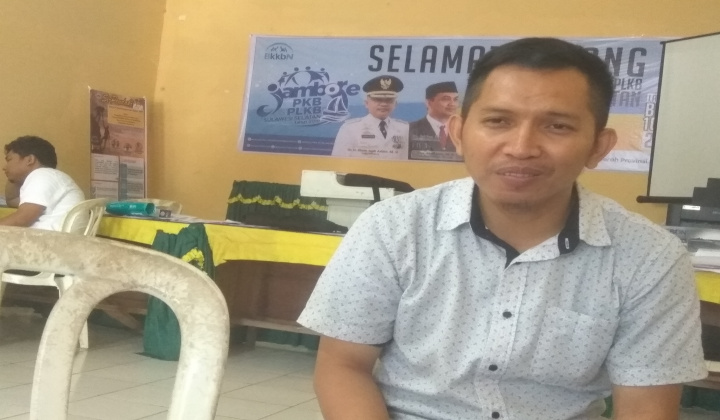 Ketua Panitia Jambore IPeKB Sulsel 2019, Syafriadi ketika diwawancarai soal event IPeKB Sulsel di Kabupaten Bantaeng. (BERITA.NEWS/Saharuddin).