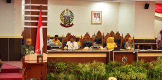 Gubernur Sulsel Nurdin Abdullah dalam sambutannya Rapat Paripurna Istimewa HUT Sulsel ke 350. (BERITA.NEWS/Andi Khaerul).