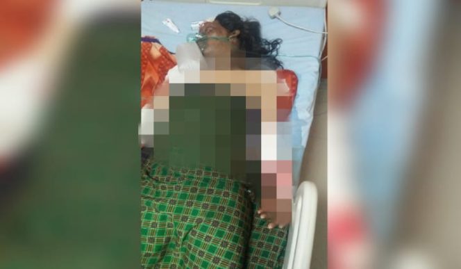 					Andi Mukti korban penikaman ayahnya sendiri terbaring lemas di RSUD Bantaeng. (BERITA.NEWS/Saharuddin). 