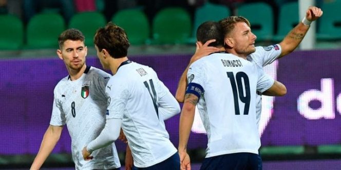 					Para pemain Italia. Italia dipastikan lolos ke putaran final Euro 2020. (AP Photo)