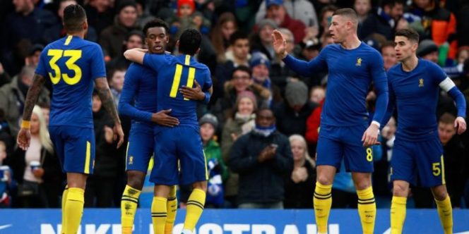 					Chelsea merayakan gol Callum Hudson-Odoi ke gawang Nottingham Forest (AP Photo)