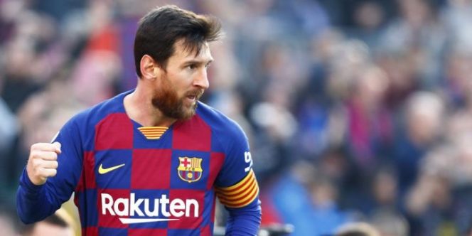 					Lionel Messi pasca membobol gawang Eibar pada hari Sabtu (22/2/2020). (AP Photo)