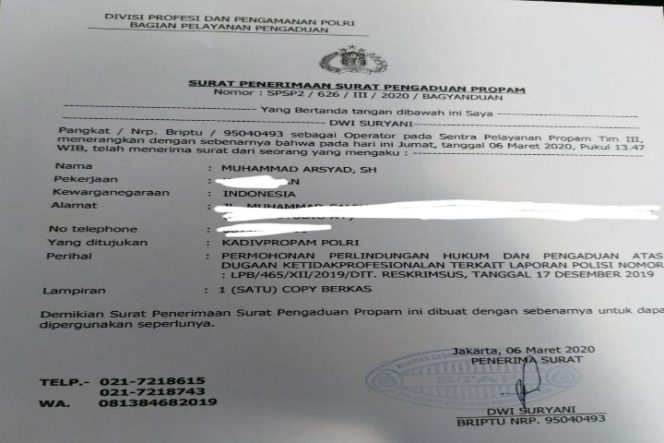 					Dugaan Kriminalisasi Pers, Penyidik Polda Sulsel Resmi Dilapor ke Propam Mabes Polri