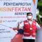 Ketua PMI Sulsel, Adnan Purichta Ichsan saat melepas armada penyemprotan disinfektan massal untuk wilayah Kabupaten Maros. (Foto: ist).
