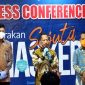 Press Conference Gerakan Sejuta Masker bersama Menteri Dalam Negeri, Tito Karnavian didampingi Bupati Gowa dan Wakil Gubernur Sulsel. (Foto: berita.news/Putri).