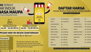 Daftar harga Pasar online Minasa Maupa Kabupaten Gowa. (Foto: berita.news/Putri)