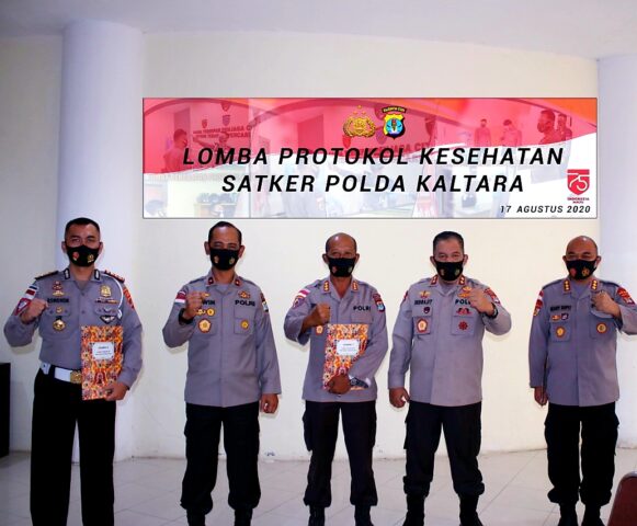 Para pemenang lomba Implementasi Protokol Kesehatan yang diselenggarakan Polda Kalimantan Utara. (Foto: berita.news/ist).