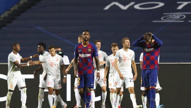 					10 Gol di laga Barcelona Vs Bayern Munich masuk daftar rekor Liga Champions. (Foto: AP/Rafael Marchante)