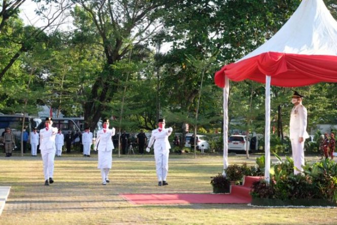 					Upacara Penurunan Bendera HUT RI Ke-75 di Kabupaten Gowa Diwarnai rasa Bangga Para Paskibraka