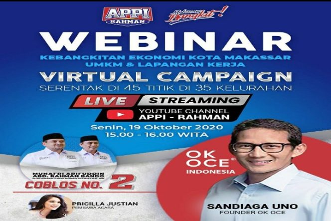 					Sore Ini, Kampanye Virtual Appi-Rahman Hadirkan Sandiaga Uno Bahas UMKM