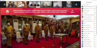 Pelantikan Asisten 1 Bidang Pemerintahan Sekretariat Daerah (Setda) Provinsi Sulawesi Selatan, Andi Aslam Patonangi sebagai Penjabat sementara (Pjs) Bupati Gowa. (Foto: berita.news/Putri).