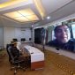 Kepala BPK Perwakilan Sulsel, Wahyu Priyono saat menggelar pertemuan Pemeriksaan Kinerja Penanganan Covid-19 di Kabupaten Gowa secara Virtual. (Foto: berita.news/Putri).
