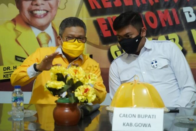 					Ketua DPD 1 Golkar Sulsel Taufan Pawe dan Adnan Purichta Ichsan Calon Bupati Gowa.