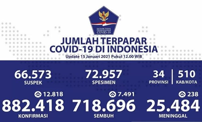 					Data COVID-19 yang dihimpun Satgas Penanganan COVID-19 pada Jumat (15/1/2021). ANTARA/HO-Satgas Penanganan COVID-19/am.