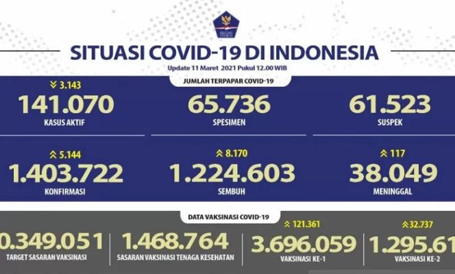 					Data angka kasus harian COVID-19 pada Kamis (11/3/2021). (ANTARA/HO/Satgas COVID-19)