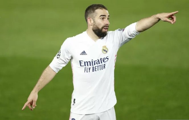 					Dani Carvajal telah membela Real Madrid sejak 2013 didatangkan dari Bayer Leverkusen. ANTARA/REUTERS/Mutsu Kawamori/AFLO/Mutsu Kawamori