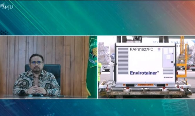 					Tangkapan layar Menteri Agama Yaqut Cholil Qoumas saat menyampaikan pernyataan pers kedatangan vaksin Sinovac, Kamis (22/7/2021). (ANTARA/Asep Firmansyah)