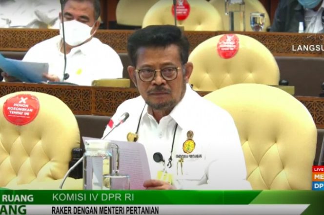 					Tangkapan layar Menteri Pertanian Syahrul Yasin Limpo dalam rapat kerja bersama Komisi IV DPR RI di Jakarta, Rabu (25/8/2021). ANTARA/M Baqir Idrus Alatas