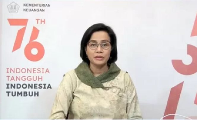 					Menteri Keuangan Sri Mulyani dalam acara Direktorat Jenderal Pajak (DJP) IT Summit 2021 secara daring di Jakarta, Rabu (18/08/2021). (ANTARA/Agatha Olivia)