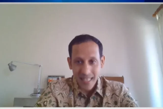 					Tangkapan layar Menteri Pendidikan, Kebudayaan, Riset dan Teknologi (Mendikbudristek) Nadiem Anwar Makarim di Jakarta, Jumat (8/10/2021). (ANTARA/Indriani)