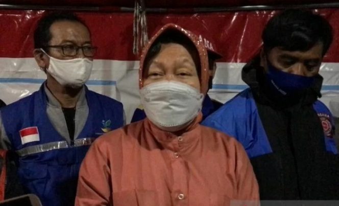 					Menteri Sosial Tri Rismaharini saat ditemui di Posko Siaga Tagana Balai Kesenian Bulukerto, Kota Batu, Jawa Timur, Jumat (5/11/2021). (ANTARA/Devi Nindy)