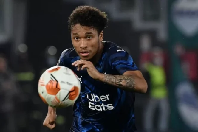 					Bek Marseille Boubacar Kamara ketika bertanding dalam laga Grup E Liga Europa melawan Lazio Rome di Estadio Olimpico di Roma pada 21 Oktober 2021. ANTARA/AFP/FILIPPO MONTEFORTE.