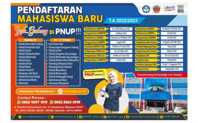 					PNUP Makassar Buka Seleksi SBMPN 2022, Siap Terima 2520 MABA