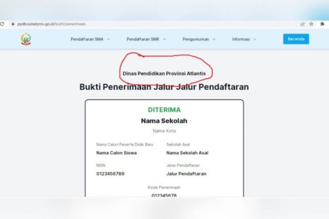 					Website PPDB online Dinas Pendidikan Provinsi Error (Berita.News)