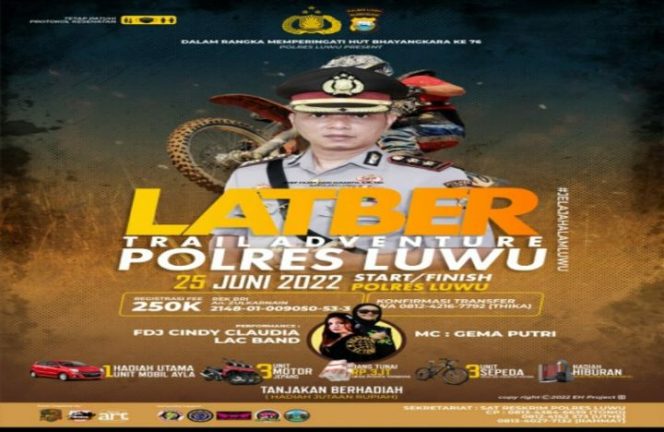 					HUT Bhayangkara, Polres Luwu Gelar Latber Trail Adventure; Hadiah Utama Satu Unit Mobil