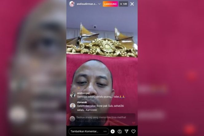 					Gubernur Andi Sudirman Sulaiman Live Instagram sapa dan jawab pertanyaan netizen (berita.news)