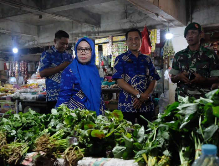 Pengecekan harga kebutuhan pokok oleh Sekda Gowa Kamsina di pasar Minasamaupa, Sungguminasa, Kabupaten Gowa. (ist).