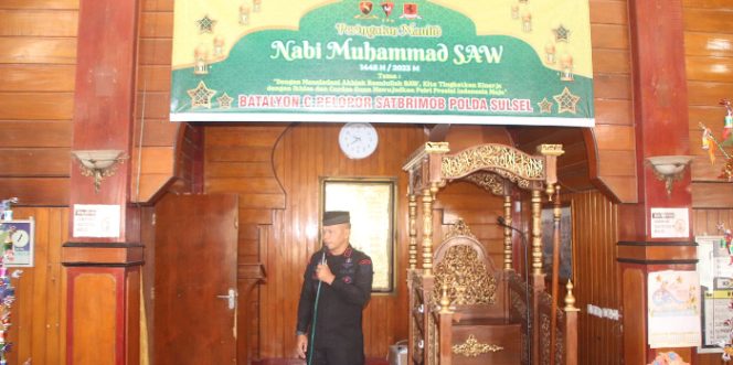 					Pesan Maulid Nabi Muhammad SAW di Mako Brimob Bone. (Foto: Ist)