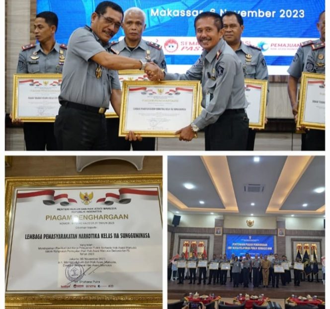 					Lapas Narkotika Sungguminasa Kembali Meraih Penghargaan Pelayanan Publik Berbasis HAM Tahun 2023