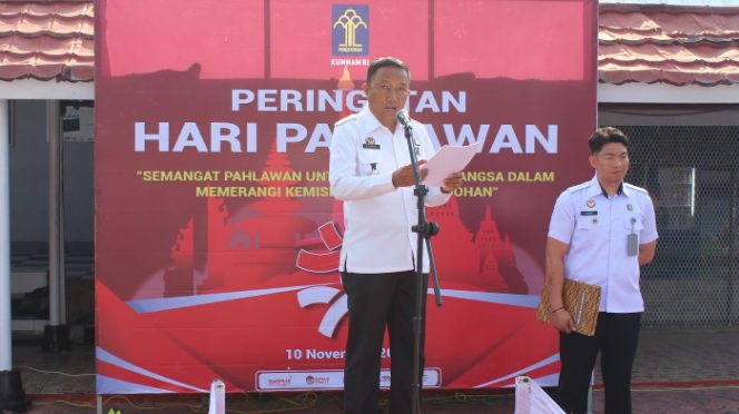 					Upacara Hari Pahlawan ke-78 di Lapas Narkotika Sungguminasa Sampaikan Pesan Pahlawan. (Foto: Ist)