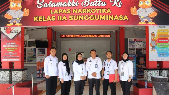 					Lapas Narkotika Sungguminasa Terima Tim Monev Pengelolaan Kearsipan Kanwil Kemenkumham Sulsel. (Foto: Ist)