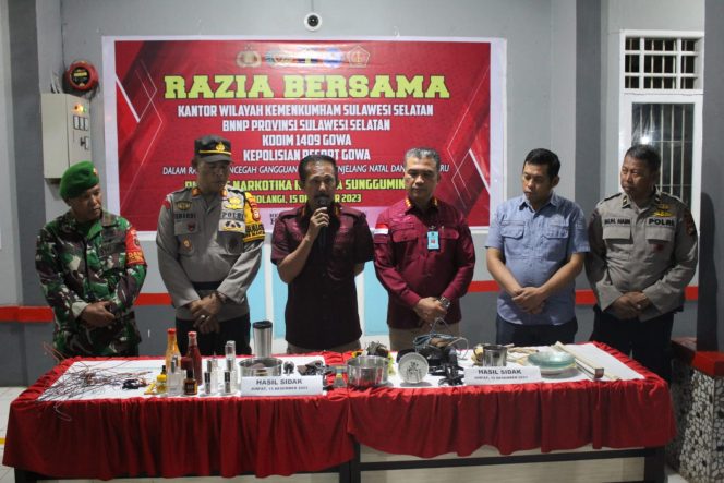 					Sidak Gabungan di Lapas Narkotika Sungguminasa, Tim Sita Sejumlah Barang WBP