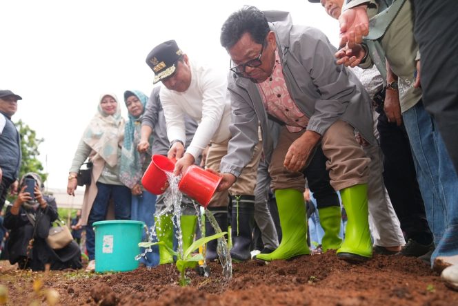 					Pj Gubernur Bahtiar bersma Founder Bosowa lakukan penanaman pisang di di Kebun Pendidikan Integrated Farming System Fakultas Pertanian Universitas Bosowa (Unibos) di Palangga, Kabupaten Gowa (dok)