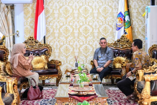 					Pertemuan Prof. Dr. Nasmilah dengan Pj Bupati Sinjai T.R Fahsul Falah dalam rangka membahas Kampung Inggris. (Foto: Ist/ Humas Kominfo)