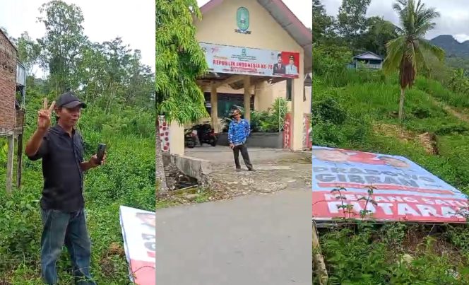 					Screenshoot Video Pemasangan Baliho Prabowo-Gibran. (Foto: BERITA.NEWS/ Kolase)