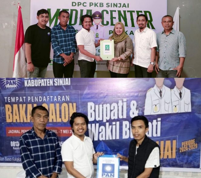 					Pengambilan Formulir H Badris Calon Kepala Daerah Sinjai Diwakili LO Sofyan di PKB dan PAN. (Foto: Ist/ Kolase/ BERITA.NEWS)